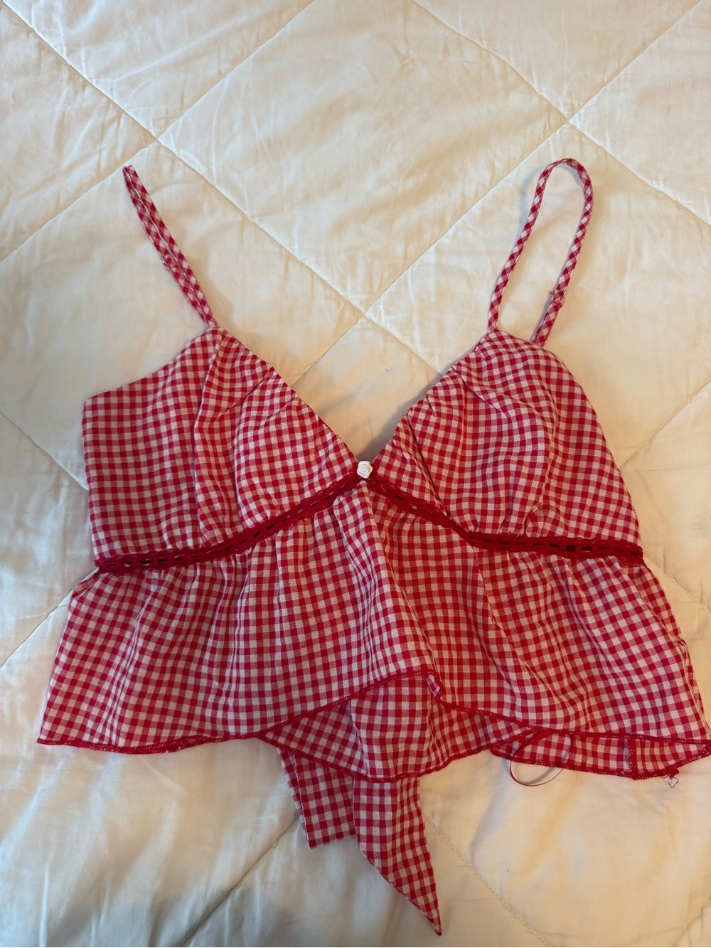 PacSun Red Gingham Tiered Cami